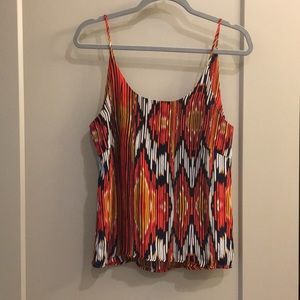 Orange, red, and dark blue Olivaceous tank